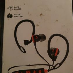 iHome Fit iB79BR Bluetooth Water Resistant Sport Earbuds Black Red 