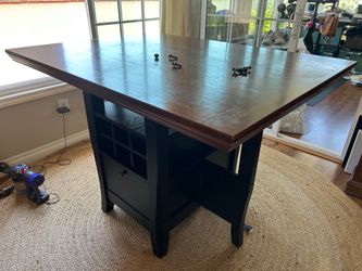 Solid Wood Pub-Style Counter Table w/ Wine Storage – $100 OBO