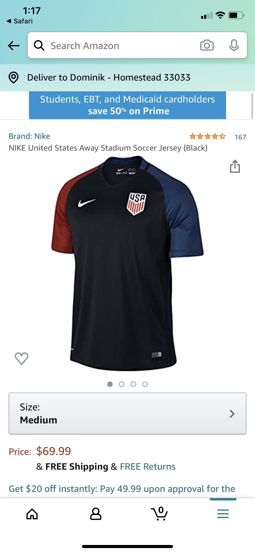 Team USA Soccer Away Jersey