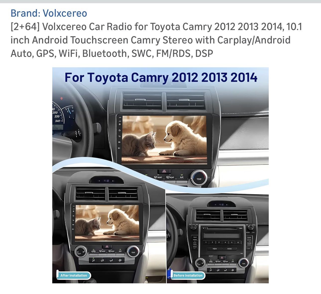 Wireless CarPlay Stereo For Camry 2012 To 2014 - $80