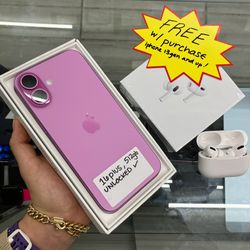 Pink iPhone 16 Plus Unlocked, FREE headphones, Cheap $50 Down With Approval 