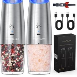 Gravity Electric Salt and Pepper Grinder Set, USB Rechargeable 9oz Large Capacity Salt Grinder