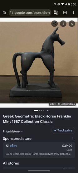 Greek Geometric Black Horse Franklin Mint 1987 Collection Classic