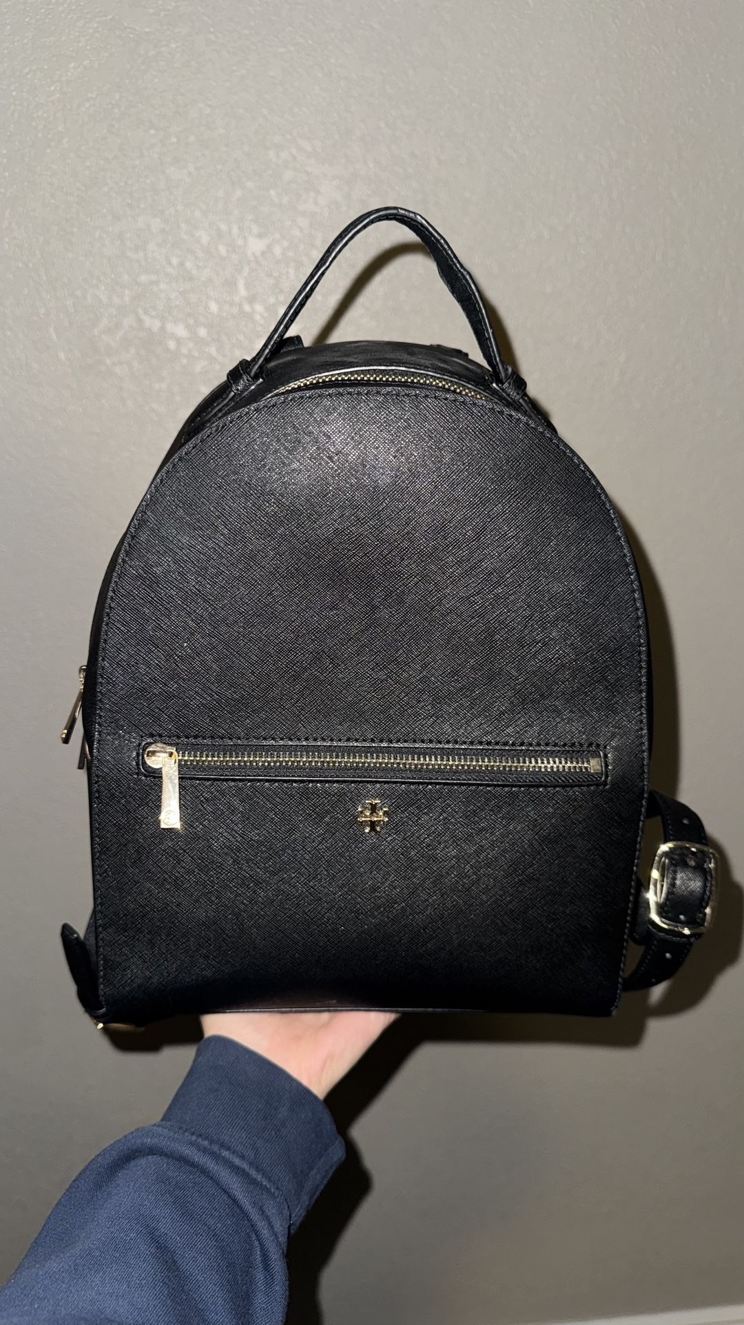 Authentic Tory Burch Emerson Black Leather Backpack