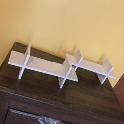 2 Piece Small White Hanging Wood Shelf 