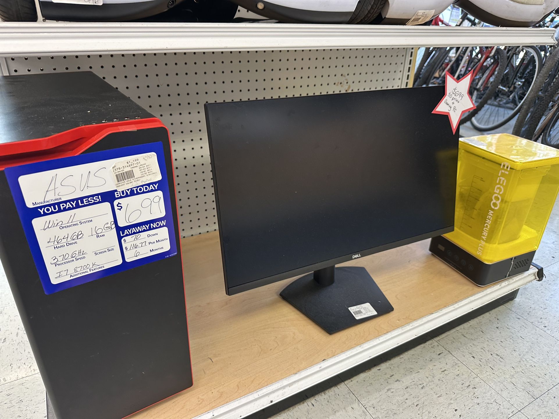 Asus Gaming Computer, Monitor, And Printer Combo