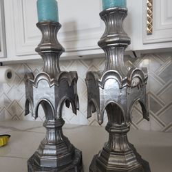 Italian Wood Decorative Candle Holders Or Lamps