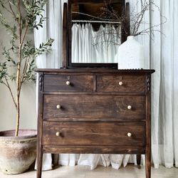 !!SOLD!! Restored Primitive Dresser + Mirror