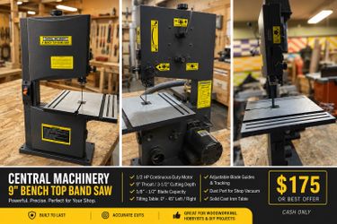 Central machinery, 9 inch bench top bandsaw