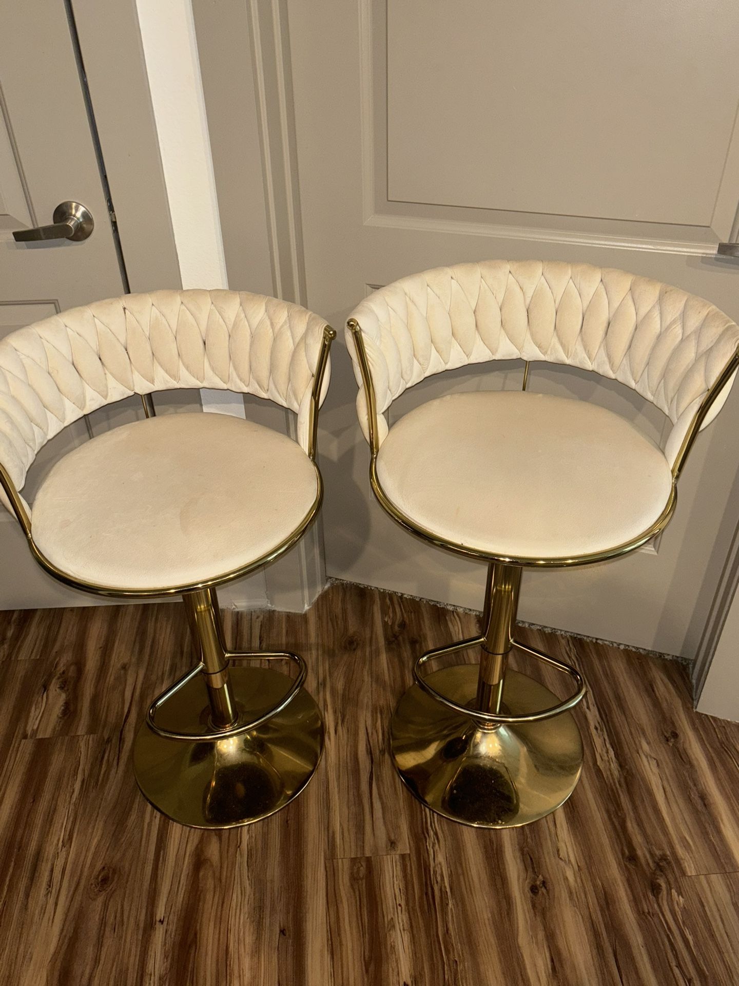 Cream & Gold Stool Chairs (2)