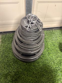 Fitness Gear Olympic Weight Plate Set with Spring Collars