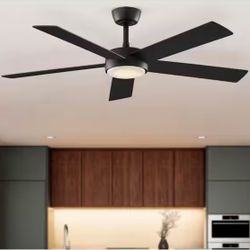 Hampton Bay Benning 52 in. Indoor Matte Black Downrod Mount Ceiling Fan with Adjustable White Light LED and Remote Control Included=B11-289