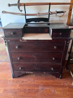 Antique hutch w marble top $75