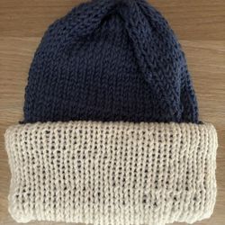 Hand knitted reversible Beanie 