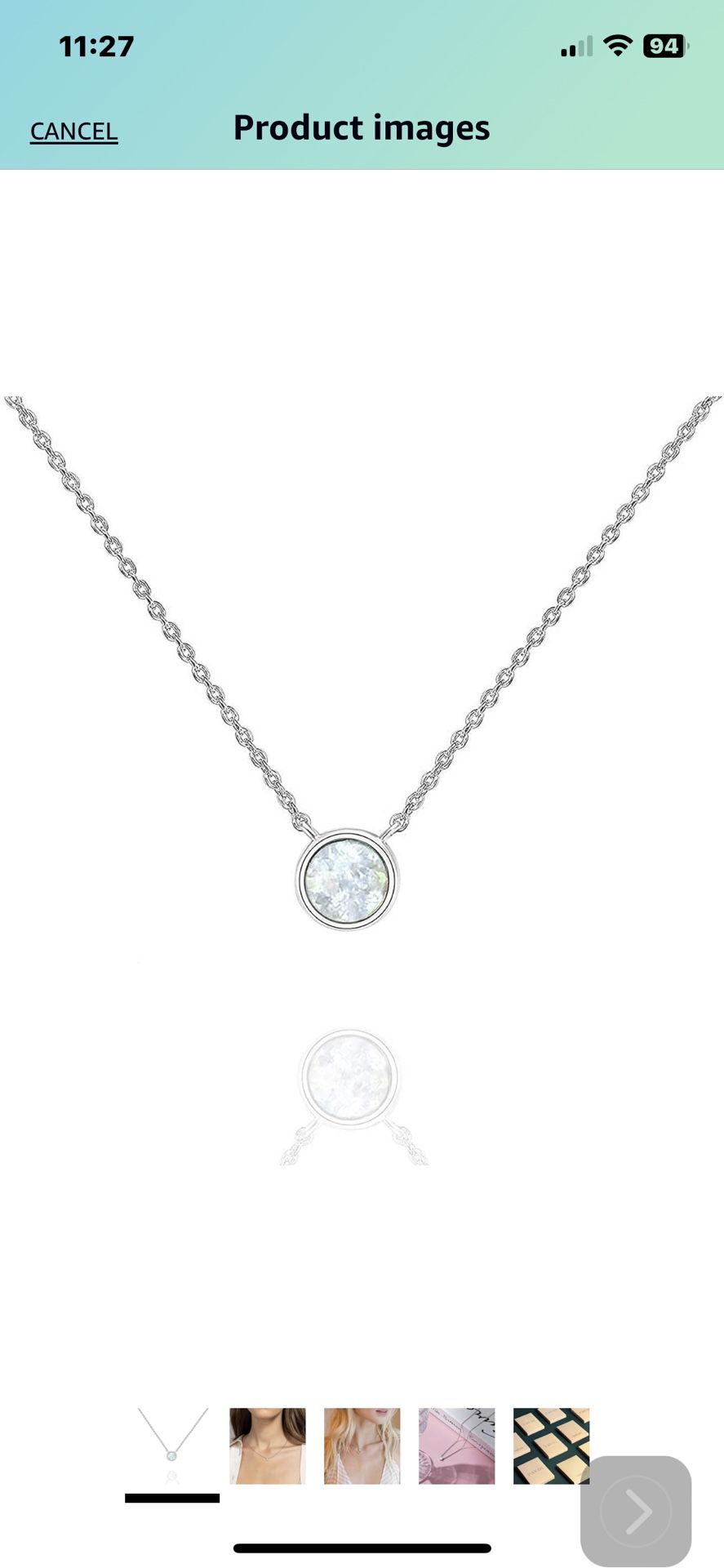 Dainty 14K Gold Plated Choker Necklace With Created Luminescent White Opal Bezel Set, 16 “ Length Chain Plus 2” Extender