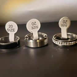 Stainless Steel Rings Size 20 Brand New.