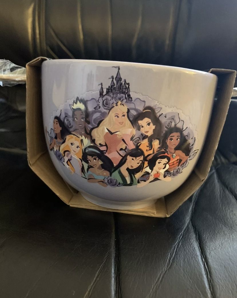 Disney Princess Ceramic Bowl And Chopsticks Brand New