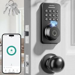 Fingerprint Keypad Deadbolt with Handle Set, Keyless Entry Door Lock, Door Locks for Front Door Lock Set, App Control, Auto Locking, Easy to Install, 