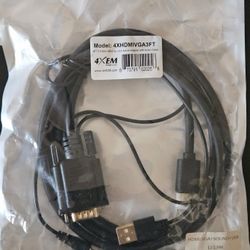 4XEM HDMI to VGA Adapter Cable With 3.5mm Audio Cable- 3FT 