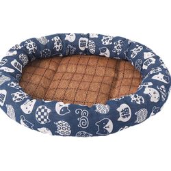 20*20 Inch Wicker Dog Bed with Linen Cushion for Small Medium Large Dogs & Cats Woven Handcrafted Indoor House Home Pet Couch Washable Round Pillow Th