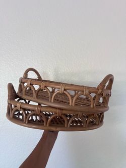 Set of Boho Rattan Woven Trays