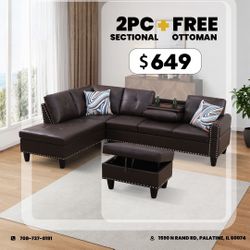 ✨Brand New Sectional With Ottoman For Sale 