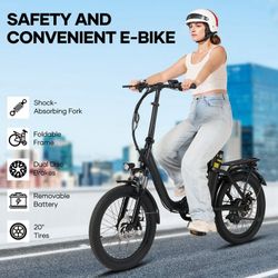 Folding Electric Bike for Adults 20 Inch Fat Tire with Peak 500W Motor 48V 10.4Ah Removable Battery Commuter Ebike with 7 Speed UL2849