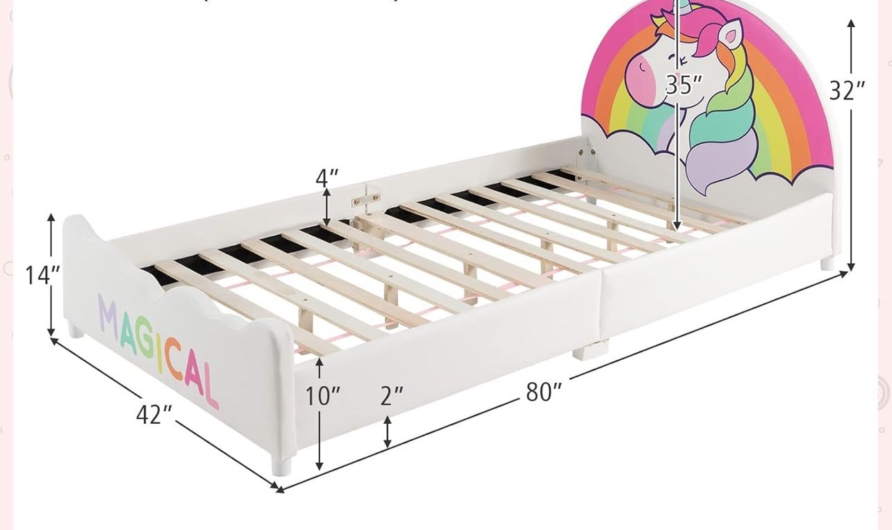 Unicorn Twin Girls Bed