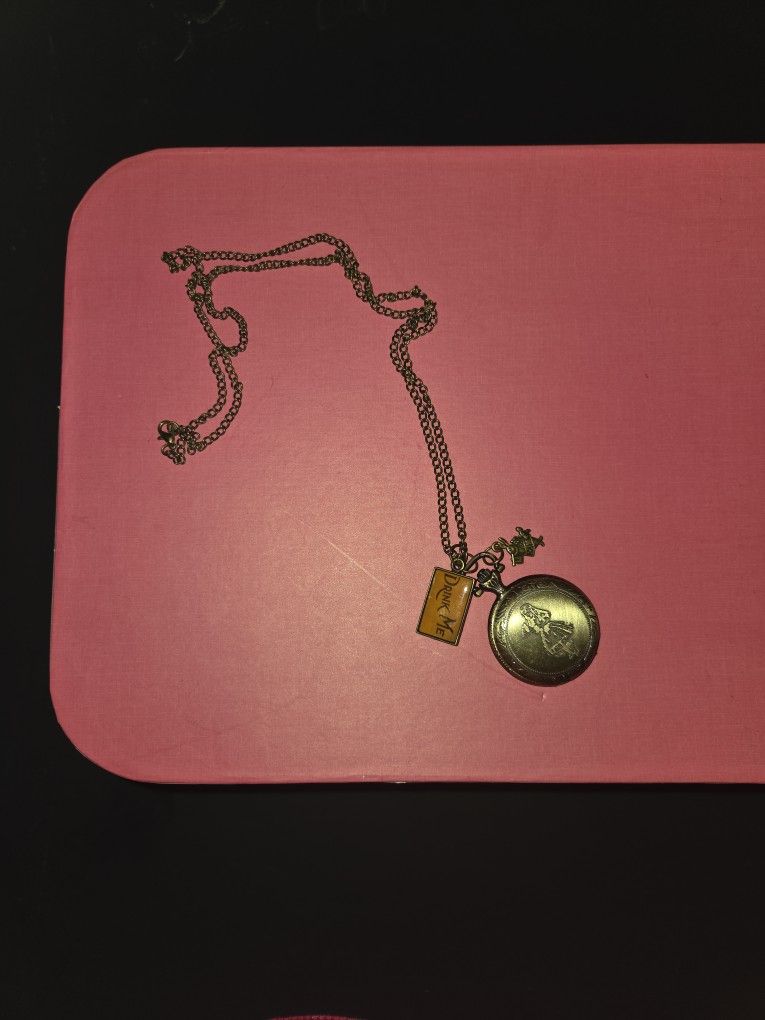 Alice And Wonderland Necklace Stop Watch Retro Vintage Style