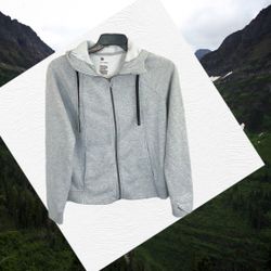 All In Motion Gray w Black Zip Hoodie with Thumb Slits Women Medium