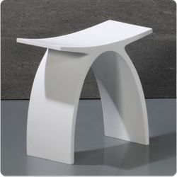 ALFI Brand ABST77 Arched White Matte Solid Surface Bathroom/ Shower Stool (Open Box