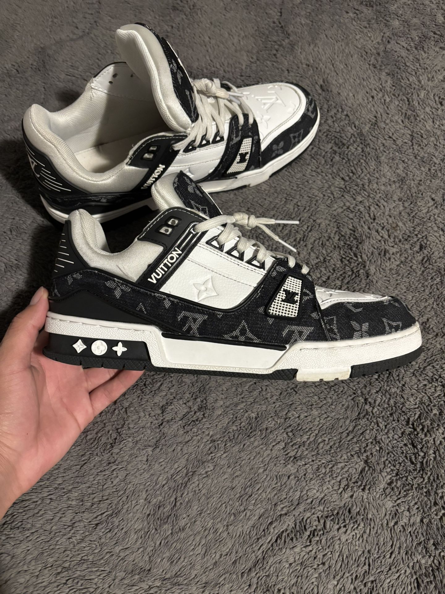 Louis Vuitton Trainers White Black Denim