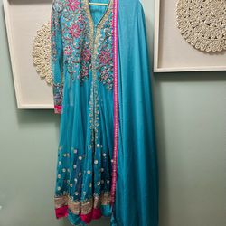 Blue And Pink Long Dress 