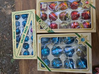 Vintage Glass Christmas Ornaments – 3 Original Boxes, Made in USA