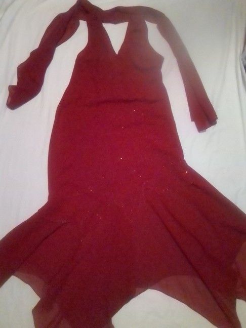 Women's Maxi Dress Red Sparkle Bead And Sequins Gown Size 2X