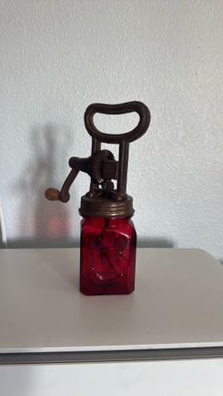 RARE Antique RED GLASS DAZEY BUTTER CHURN