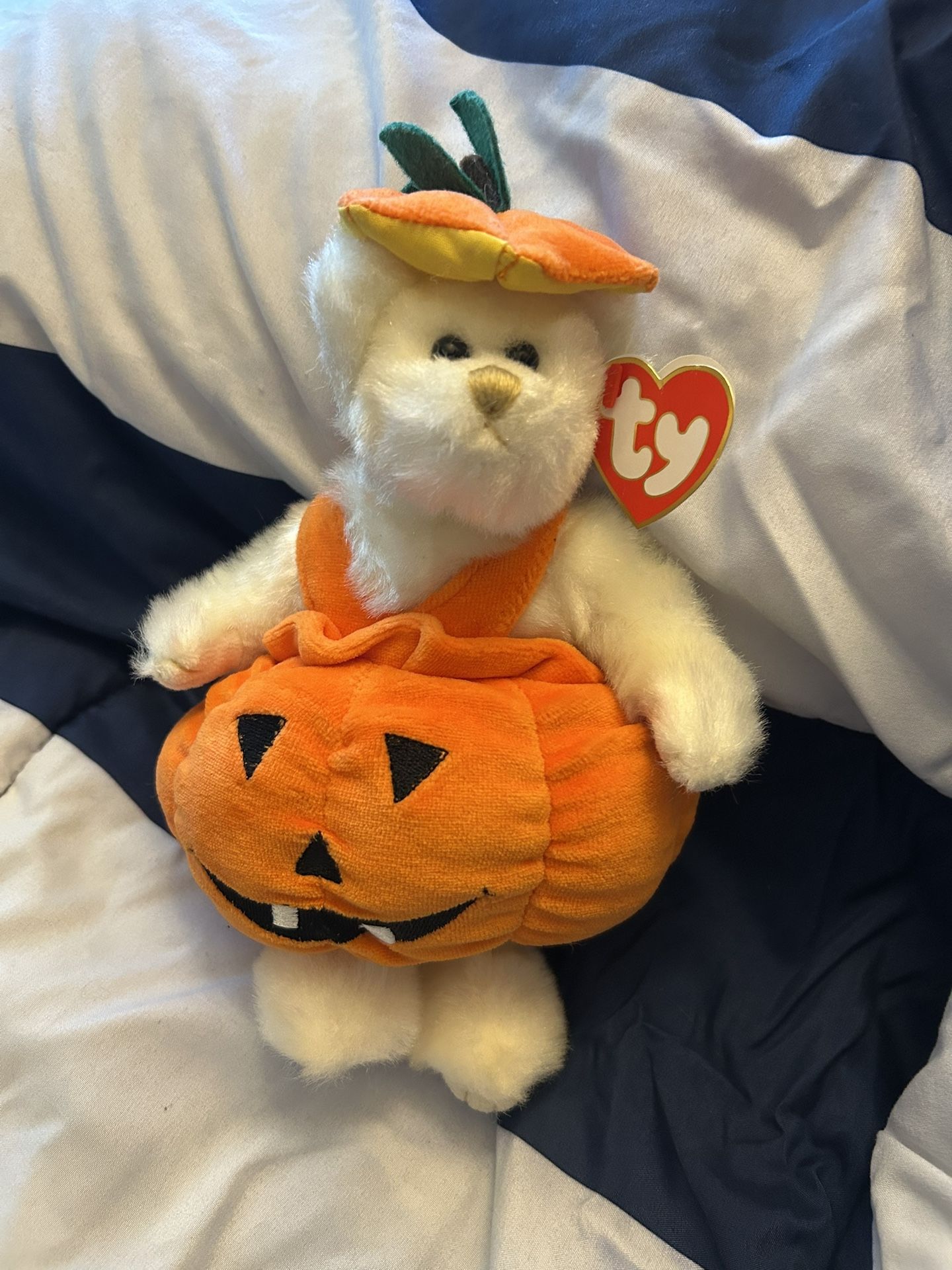TY Beanie Baby - CARVER The pumpkin Bear Halloween Costume Attic Treasures