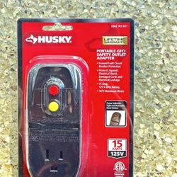 NEW Husky Wall Adapter GFCI Portable Safety Outlet Adapter 15A