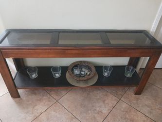 Long table with glass