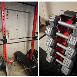 🏋️‍♂️ Complete Home Gym Setup – CAP Power Rack, Bench, Barbell, Plates & Dumbbells