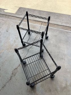 Pair of Black Wire Rolling Carts