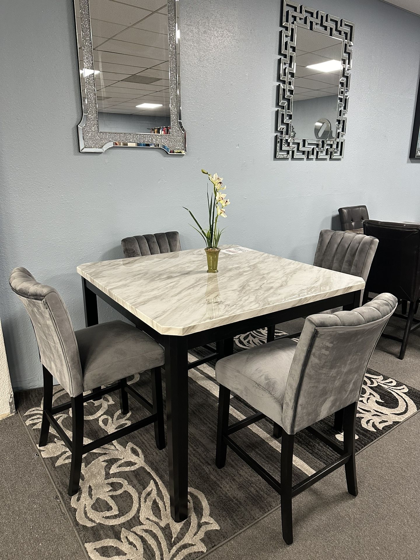 5PC Gray Dining Table Set