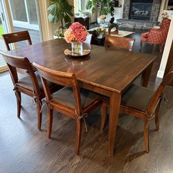 Crate and Barrel-Beautiful solid wood dining table with 6 chairs