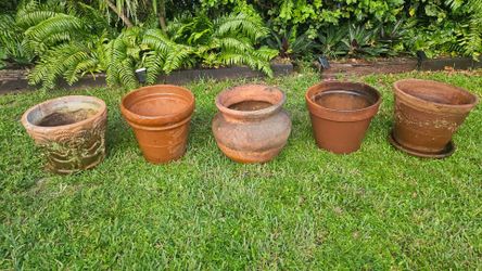 Set of 6 terracotta pots planters