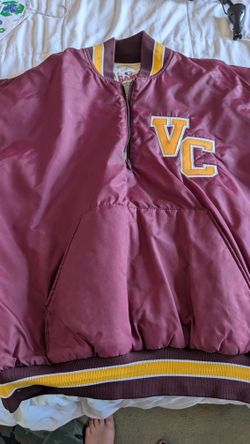 Valley Christian VC Vintage Pullover Jacket Maroon Gold Varsity Style Size XL