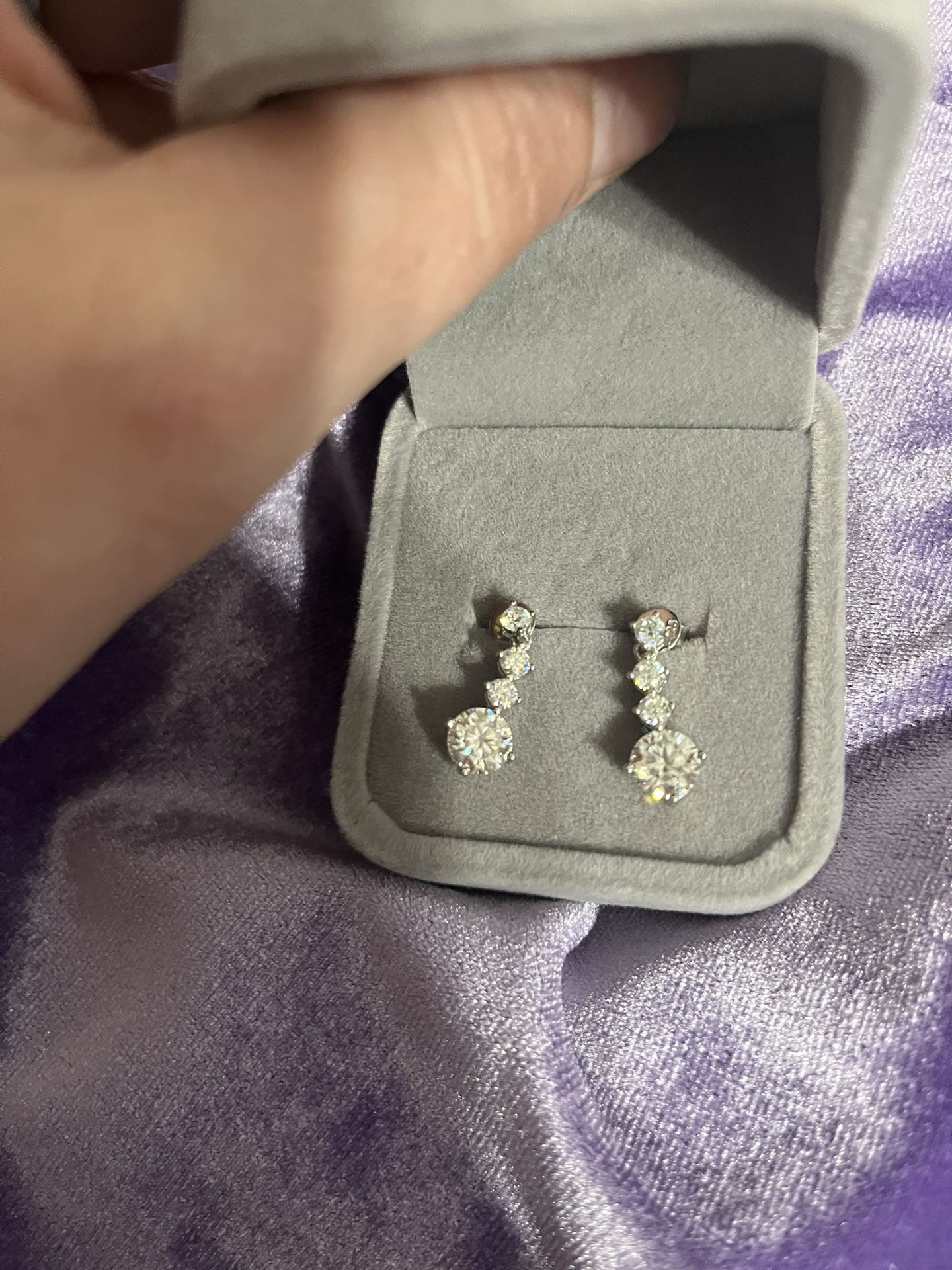 2.4 Carat Round Brilliant Dangle Drop Elegant Bling 100% Lab Grown Moissanite Diamond 925 Earrings 