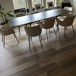 Dining room table plus chairs - sits either 8 or 6