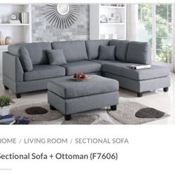 Gray Sectional Sofa With Ottoman