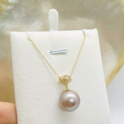 Real 18k Gold Necklace +pendant Freshwater Pearl Edison Pearl 12-13mm Necklace 18 Inches 0.8 Grams 