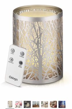 Odoga Aromatherapy Essential Oil Diffuser with Decorative Iron Cover, Ultrasonic Quiet Cool Mist Humidifier with Warm White Color Candle Light Effect